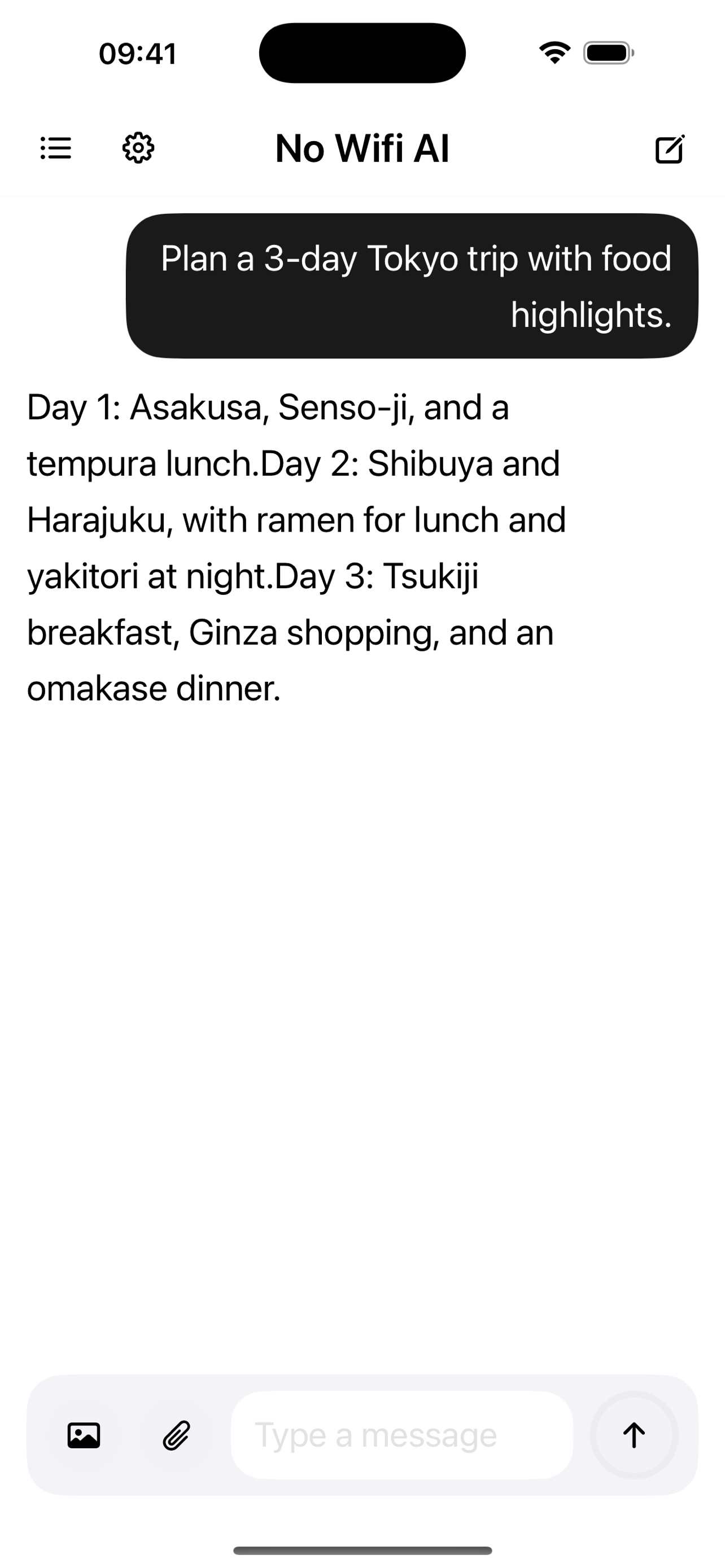 No Wifi AI text chat on iPhone